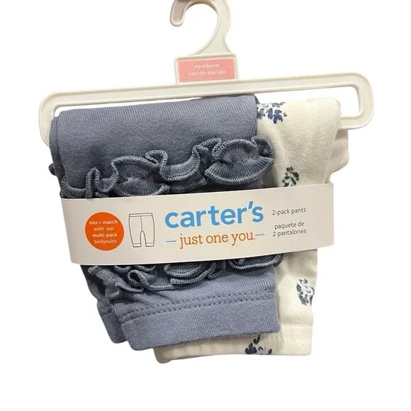 Baby Girls' 2pk Floral Ruffle Pants - Blue - Picture 1 of 6